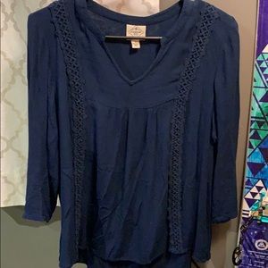 Long sleeve flow navy top